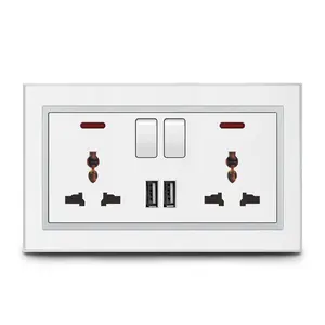 Plug Socket Universal Double Wall socket Home Plug socket switch 3 pin Electrical Power Point with USB Ports