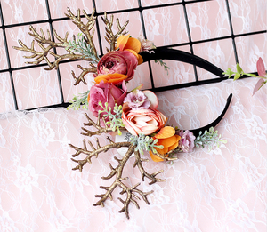 Bandeau <span class=keywords><strong>de</strong></span> Noël doré à fleurs en <span class=keywords><strong>corne</strong></span> <span class=keywords><strong>de</strong></span> <span class=keywords><strong>renne</strong></span> Bandeau décoratif étincelant - Product Image 3