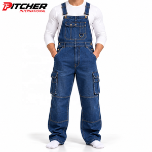 Custom <b>Mens</b> Dungarees Vintage Denim Bib Pocket Denim Workwear <b>for</b> Fashion Brands Private Label Supply - Product Image 1