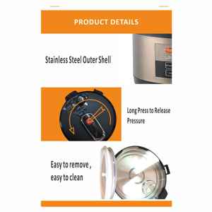 Gran oferta 2025, nuevo diseño, olla a presión eléctrica alemana de 6L, olla interior de acero inoxidable de gran capacidad, olla <span class=keywords><strong>arrocera</strong></span> eléctrica - Product Image 6