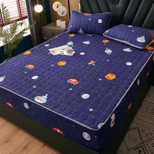 Lenzuola da letto in cotone 100% con fasce elastiche imbottite trapuntate copriletto antipolvere - Product Image 6