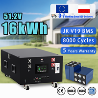 Paquete de Baterías Lifepo4 de Alta Capacidad de 51.2V 314Ah 330Ah 16Kwh, Apilables, para Almacenamiento de Energía Solar en el Hogar