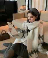 Gemütliche Argyle-Strickjacke - Weiche Mohair-Mischung, Oversize-Passform, Winterwärme & Schicker Stil für Damen, Perfekt für Freizeit & Büro