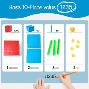 Cubes de comptage mathématiques, matériel pédagogique pour la valeur des chiffres, ensemble de blocs en plastique à base de dix - Product Image 2