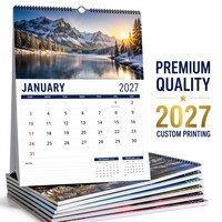 Kalender Dinding Kertas Tahunan 2027 Cetak Kustom Promosi Meningkatkan Estetika Ruangan Anda Tampilan Menarik Pabrik OEM Langsung Jam