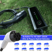 Câble de charge portable pour voiture électrique GBT 16A, 3 phases, 11 kilowatts, chargeur de voiture électrique AC
