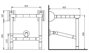 Yjl עיצוב מודרני קיר רכוב מושב מתקפל עם רגליים לקשישים או נכים - Product Image 6