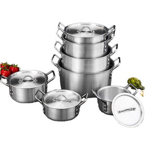 7 Parça Klasik Ağır Kalın Dayanıklı Alüminyum Metal Fırına Uygun Tencere Seti Mutfak Eşyaları Çorba Tencereleri - Product Image 1