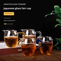 Set Teh Kung Fu Gelas Transparan Penguin Cup Gaya Minimalis Cina, Tebal, Elegan, Warna-warni, untuk Menyeduh Teh