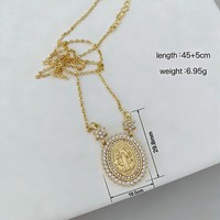 JINYUAN Nouveau Style Collier Pendentif Notre-Dame de Guadalupe en Cuivre Plaqué Or 18K et Zircon, Accessoires de Luxe Légers pour Femme