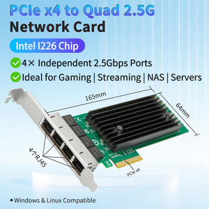 Carte Ethernet filaire interne PCI X4 4 ports I226 2.5GbE pour serveurs, NAS, stations de travail 10/100/1000/2500 Mbps Stock I226 - Product Image 2