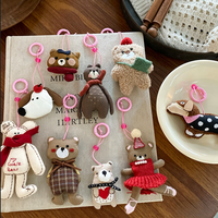 Porte-clés en tissu mignon style esthétique coréenne, ours ou chien, poupée animale cousue à la main, breloque de sac pour fille, idéal pour l'hiver et Noël
