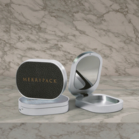 Baume à lèvres blush personnalisé étui à parfum miroir solide boîte en alliage de zinc logo en relief personnalisé dessus en cuir emballage cosmétique utilisation de shampooing