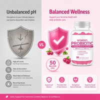 Gummies Probiotiques Canneberge pour Femmes 50 Milliards de UFC Fibres Prébiotiques Santé Urinaire Équilibre du pH Sans Sucre Vente en Gros OEM ODM