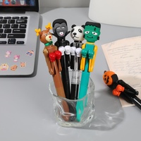 Robot pena tinju hadiah Halloween pena baru keren lucu dengan lengan pukulan dan tombol renyah suara 1mm pulpen menulis mulus