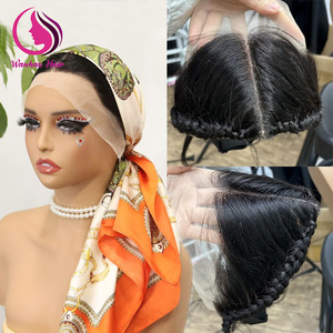 วิกผมแท้มีลูกไม้ถักเปียที่ส่วนหน้าผากแบบใสพร้อมผมเปียขนาด16นิ้ว13X4ใหม่ - Product Image 4