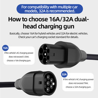 Câble de charge EV double tête Type 2 vers Type 2 OEM ODM, 5M, en spirale, 16A, 3.5KW, prix usine pour station de recharge