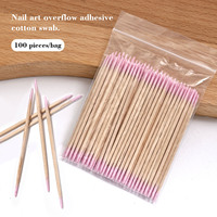 Coton-tiges à double/simple embout de 7/10 cm, 100 pièces/paquet, bâtonnets en bois pour le nail art, pour le retrait de la colle et le nettoyage