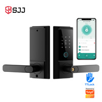 Cerradura Inteligente con Huella Dactilar para Puerta de Aluminio SJJ, con Teclado Táctil, Aplicación Tuya en la Nube, Tarjeta IC RFID, Entrada sin Llave para Hotel/Apartamento