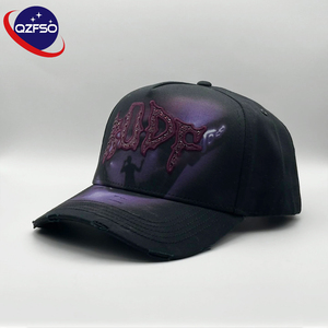 QZFSO Gorras Wholesale 3d Embroidery Sports Fitted 5 Panel Wide Brim Hat Curved Outdoor Satin Lined Baseball Cap for Unisex - Product Image 1