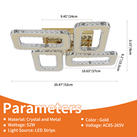 Plafonnier LED en cristal à 3 tons réglables (3000K, 4500K, 6000K) 52W pour surface de 17-25 mètres carrés 110V-240V