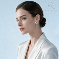 Boucles d'oreilles clous de luxe en moissanite bleue taille ronde, en argent sterling S925 plaqué rhodium, certifiées GRA, cadeau classique pour femme