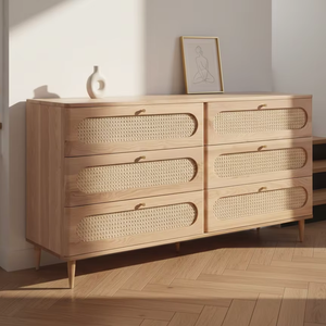 Commode en teck massif Sora, lignes épurées, texture naturelle chaleureuse, design de rangement spacieux, style moderne et minimaliste, durable pour chambre à coucher et entrepôt - Product Image 3