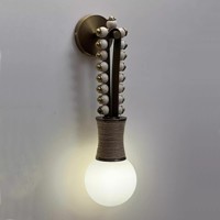 Lampe murale LED de style vintage américain de luxe en acier inoxydable, abat-jour en cuivre, lumière chaude, pour la maison, la chambre, le salon, le chevet, le comptoir de bar