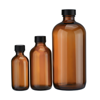 Flacons en verre ambré de 50 ml et 100 ml avec tête de pompe noire, flacon rond en verre de Boston pour huile essentielle et lotion, personnalisation possible