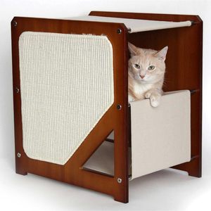 Solid Wood Cat House With <b>Scratching</b> <b>Post</b> And Cat Tree Multi Functional Cat Habitat For All Seasons Durable Design - Product Image 1