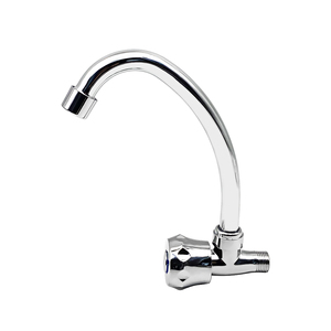 Hiện đại <span class=keywords><strong>Chrome</strong></span> Nhà bếp Vòi kẽm treo tường đơn-xử lý bồn rửa Mixer tap gốm van cho nước lạnh sức khỏe cổ điển vòi - Product Image 1