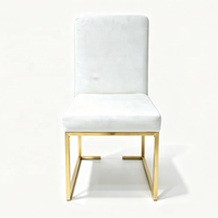 Chaise de salle à manger en acier inoxydable doré de qualité commerciale avec coussin blanc amovible pour hôtels et événements