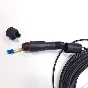 Kabel Patch serat optik bulat 5.0mm, dengan konektor LC DX tahan air sesuai dengan Fullaxs 15m 20m 30m