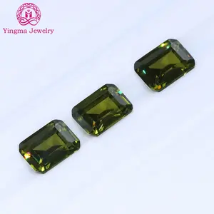 Yingma üreticileri gevşek zirkon taş zümrüt kesim 3*5mm için 8*10mm peridot renk cz taş kübik zirkonya için güzel takı