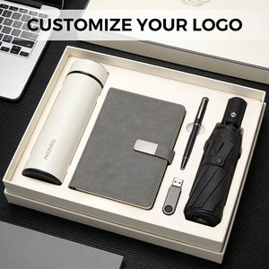Promotion Customizable Logo Modern PU Leather Notebook Metal Pen <b>USB</b> <b>Drive</b> Portable Power Bank Thermos Keychain Office Gift Set - Product Image 3