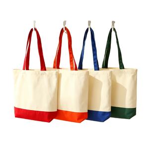 Custom Eco Friendly Reusable <b>Shopping</b> <b>Bag</b> Simple Blank Spliced Canvas Tote <b>Bag</b> Durable Cotton <b>Bag</b> - Product Image 1