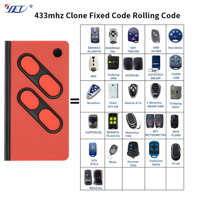 Hot Sale YET2242 Universal 433.92MHz 12V Waterproof Wireless Learning Remote Control with 100m Range CE Certified