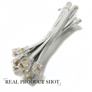 Câble assemblé RJ12 vers RJ12 6P6C à âme en cuivre, isolation PVC, personnalisé ODM/OEM, câble plat gris, faisceau de câbles 26 AWG pour machines - Product Image 5