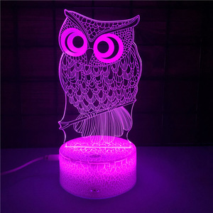 Lustiges Licht Crack Base 3D USB Schöne Eule Tisch lampe Schreibtisch lampe Acryl Beleuchtung Design Nachtlicht Licht LED Raum Home Decor - Product Image 2