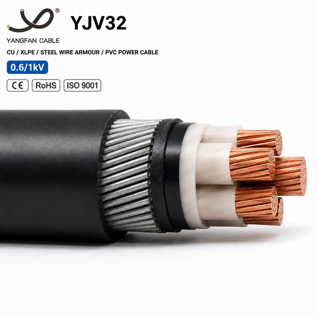Yangfan YJV32 Copper XLPE Insulated Fine Steel Wire Armored PVC Sheathed Power Cable 0.6/1kV CE for Vertical Shaft