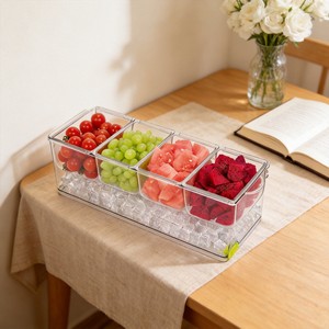 Minimalist Transparent Plastic Divided Food Container Freshness Preservation Dishwasher Safe Eco-Friendly for Kitchen Party Use - Product Image 1