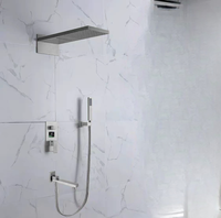 Ensemble de douche thermostatique mural avec mitigeur de pluie encastré en or, robinets de douche de bain avec affichage numérique