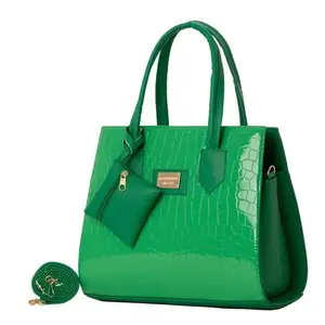 Fana Brina Sac fourre-tout vert pour femme M3830, motif alligator, imprimé plumes, double poignée, sac à main décontracté - Product Image 1