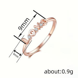 Anello con lettera d'amore per donna, in oro rosa, con zirconi cubici, con montatura a pavé, gioielli regalo alla moda T0366 - Product Image 5