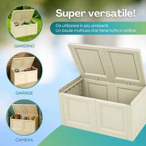Coffre de rangement en plastique 86x40x42 cm effet bois pour intérieur et extérieur - Product Image 4
