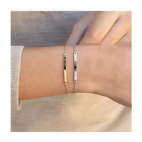 Bracelet personnalisé en acier inoxydable plaqué or pour bébé, garçon ou fille, avec nom gravé