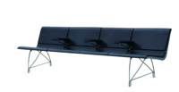 Banc d'attente moderne en cuir avec assise en métal pour salon de coiffure et usage commercial hôtelier