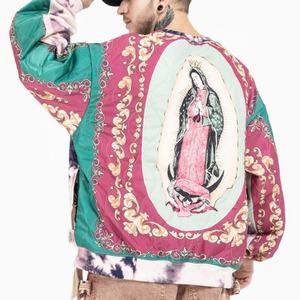 Sweat à capuche 100% coton avec logo de marque personnalisé, dernier modèle tie-dye, Vierge Marie, lourd, brodé, patchwork rétro pour hommes - Product Image 2