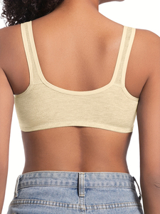 Reggiseno a Costine per Uso Quotidiano con Chiusura Frontale Senza Ferretto, Intimo Donna Traspirante Imbottito, Reggiseno Morbido Elasticizzato Tipo Canotta - Product Image 5