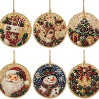Kit de décoration de Noël DIY : Ornement de peinture diamantée de forme spéciale, perle demi-ronde, pendentif à suspendre pour sapin de Noël